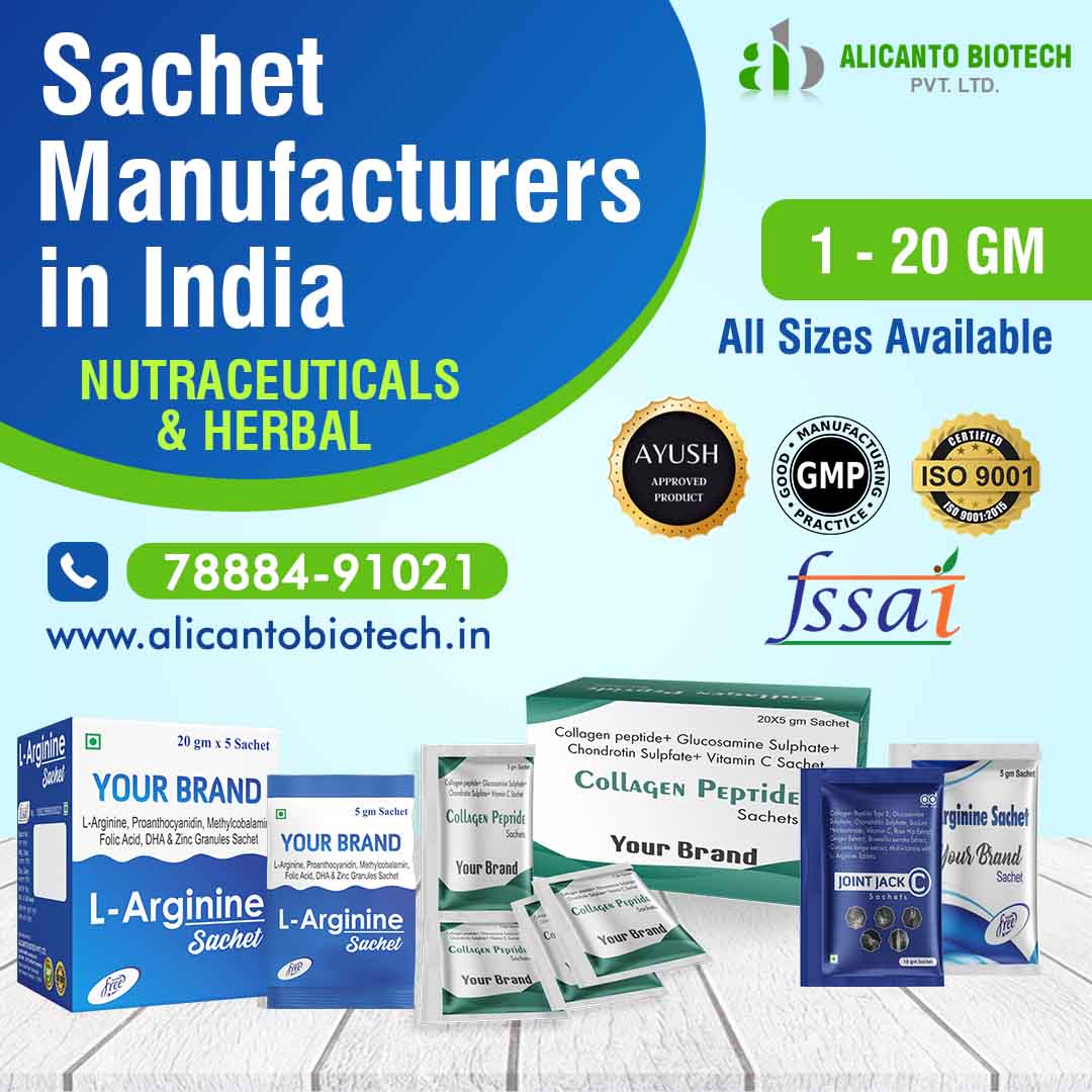 Sachet Manufacturers in India | Pharma Sachet Manufacturers - Alicanto Biotech